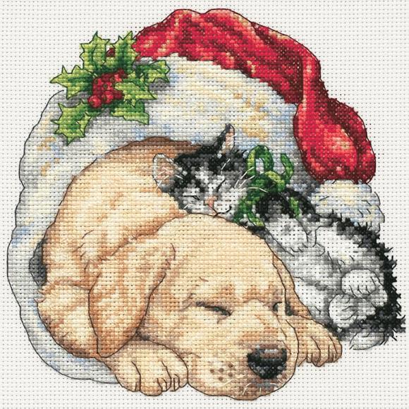 Christmas Morning Pets Cross Stitch Kit