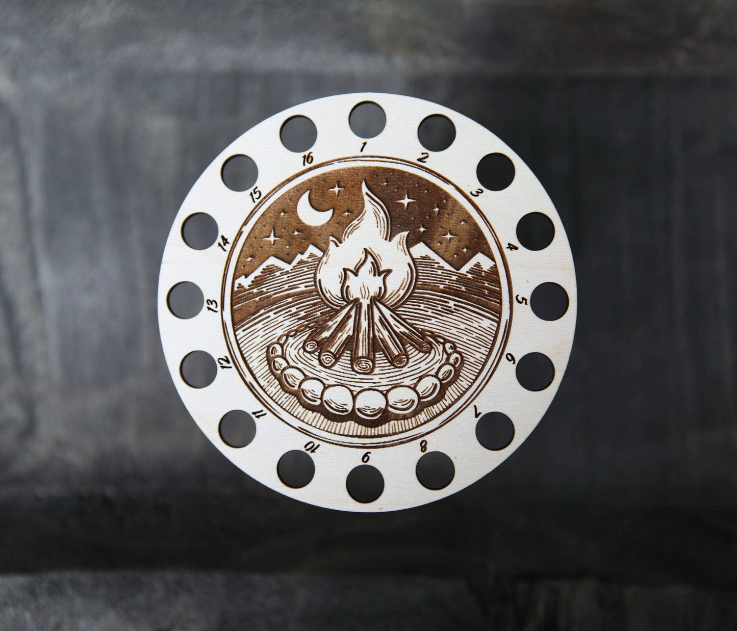 Campfire Embroidery Floss Holder in Maple Wood