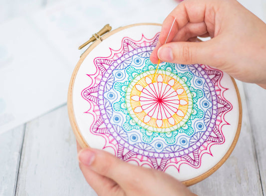 Rainbow Mandala Handmade Embroidery Pattern Fabric Pack