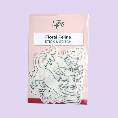 Floral Feline Stick & Stitch Embroidery Pack