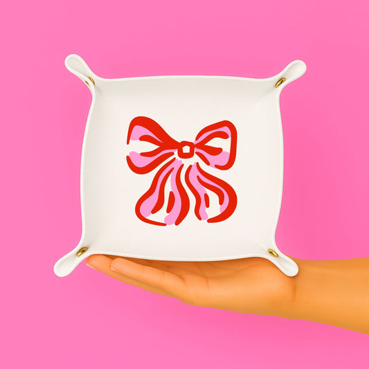 Valentine's Bow White Thread Catcher Tray