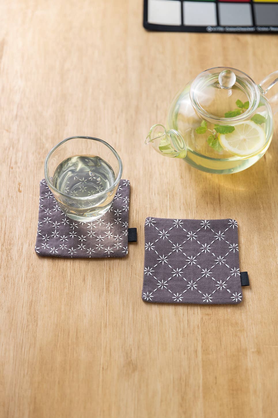 Cosmo Sashiko Hidamari Pair of Coasters Kit Gray