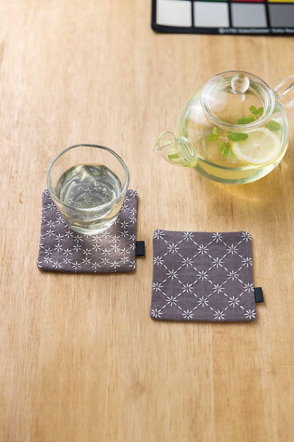 Cosmo Sashiko Hidamari Pair of Coasters Kit Gray