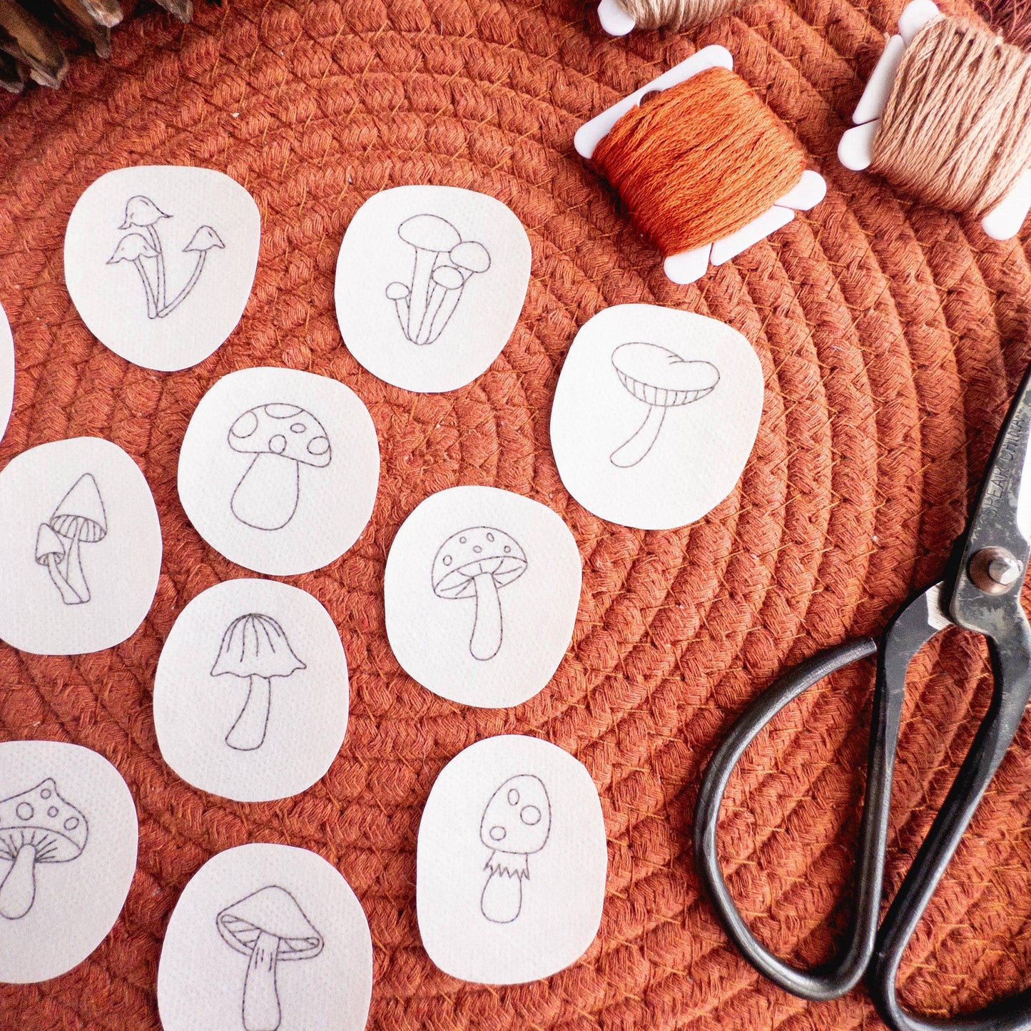 Mini Mushroom Stick and Stitch Embroidery Pattern