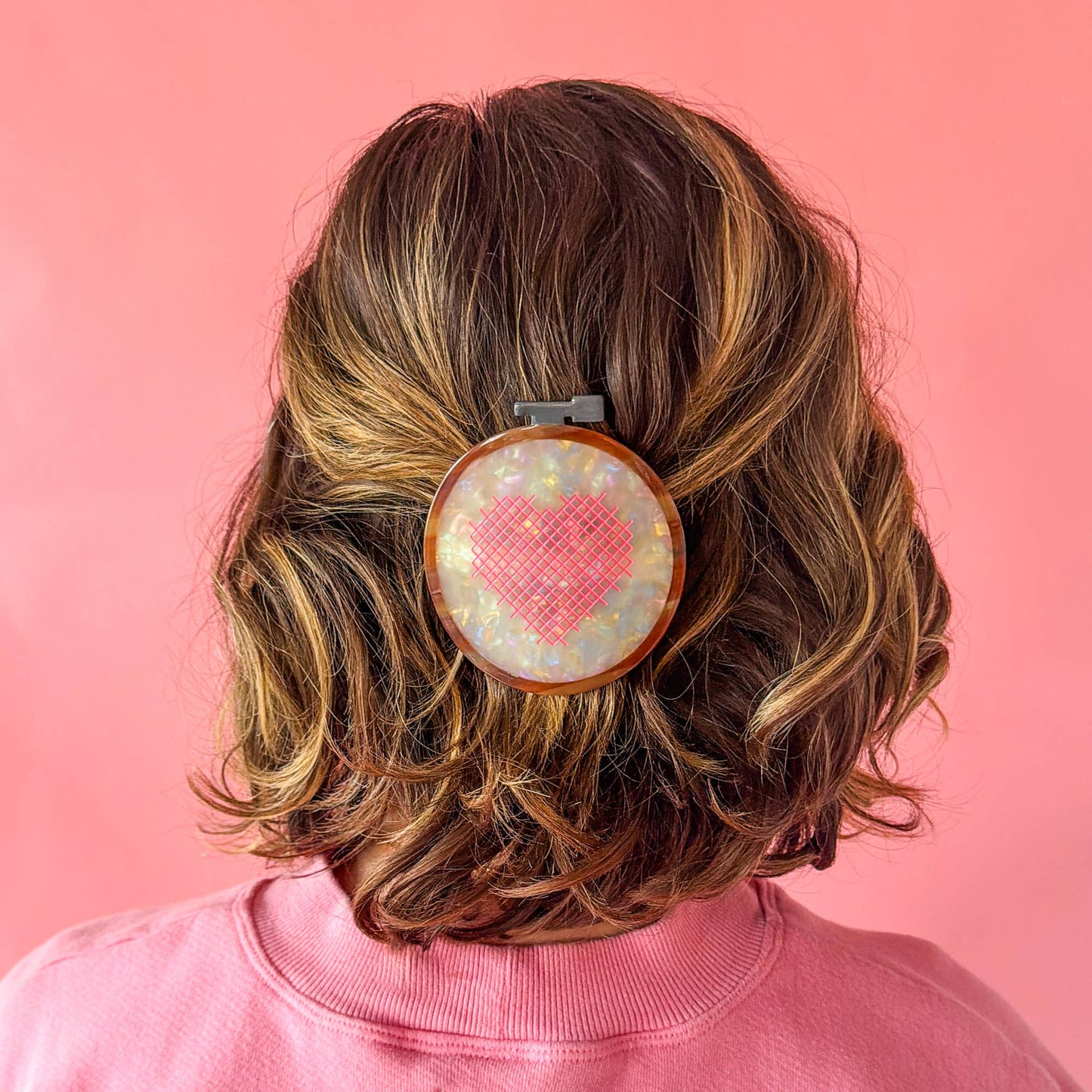 Cross Stitch Embroidery Hoop French Barrette Hair Clip