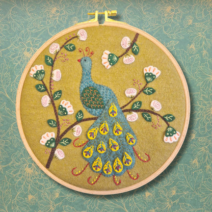 Flamboyant Peacock Applique Hoop Craft Kit