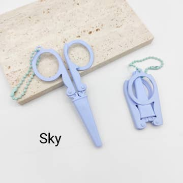 Portable Folding Scissors with Sheath Sky