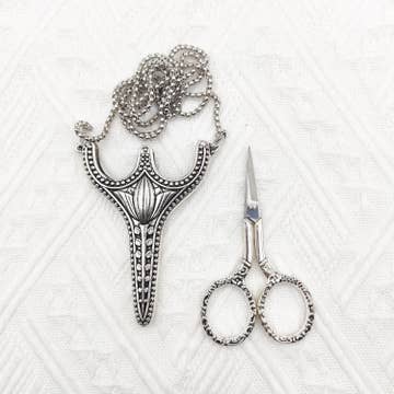 Vintage Style Scissors + Sheath and Chain