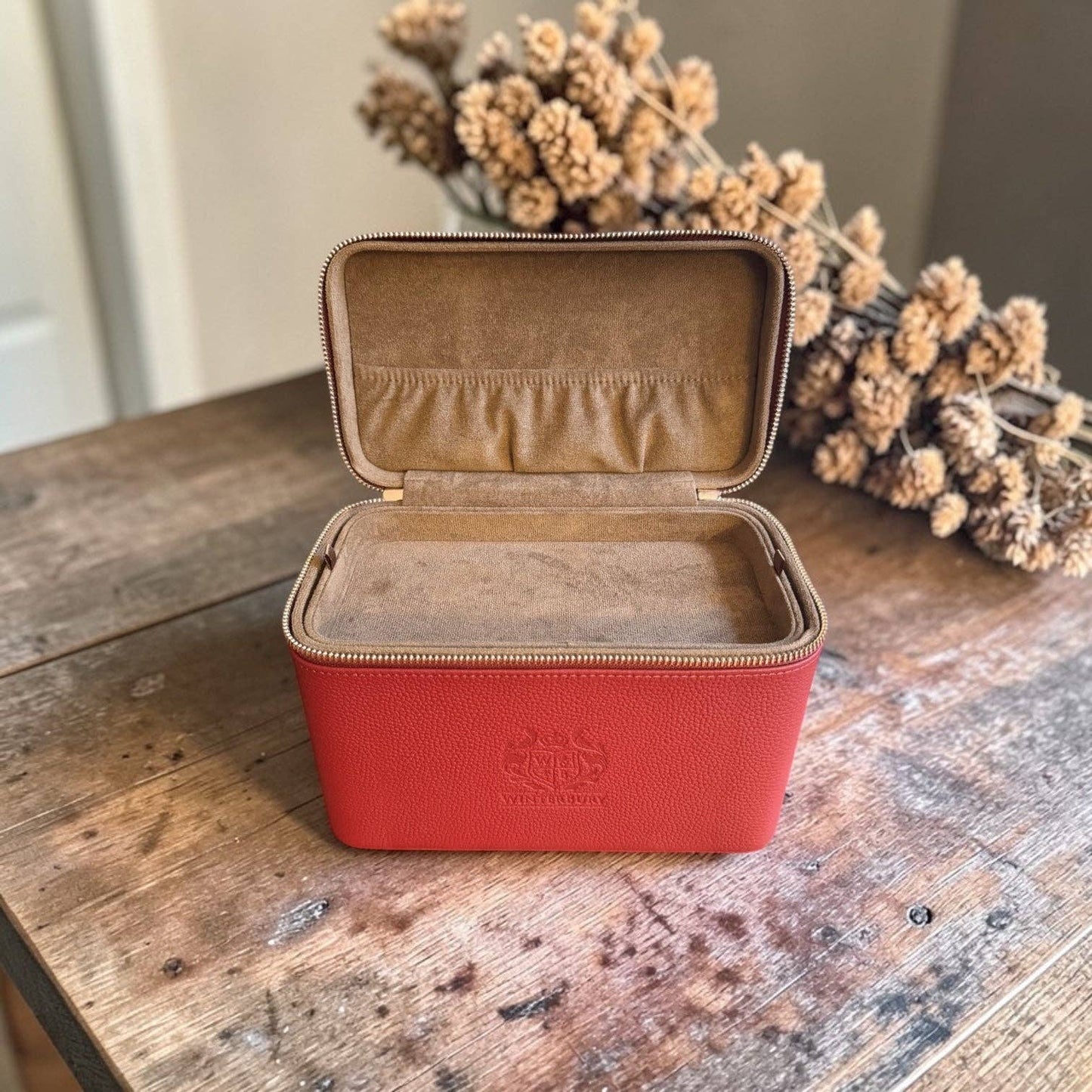 WinterBury Maroon Double Tray Needlework Sewing Case