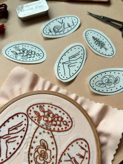 Pressed Pennies Hand Embroidery Peel Stick & Stitch Pattern