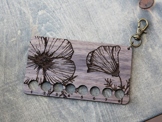 Poppy Embroidery Floss Storage Holder Walnut Wood