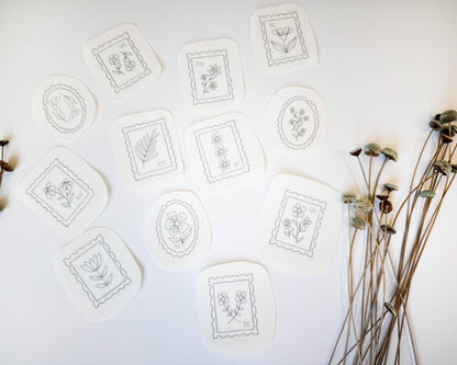 Floral Stamp Embroidery Stick and Stitch Pack
