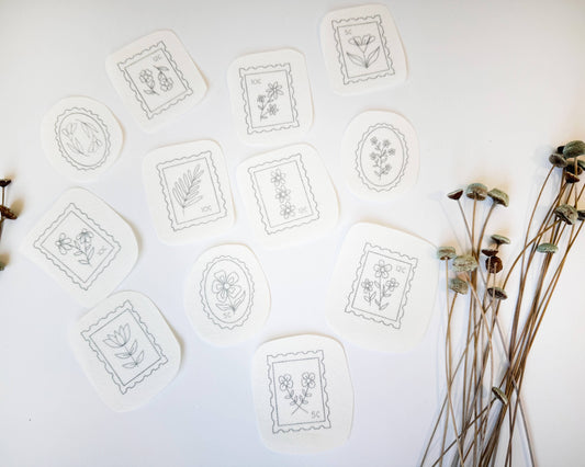 Floral Stamp Embroidery Stick and Stitch Pack