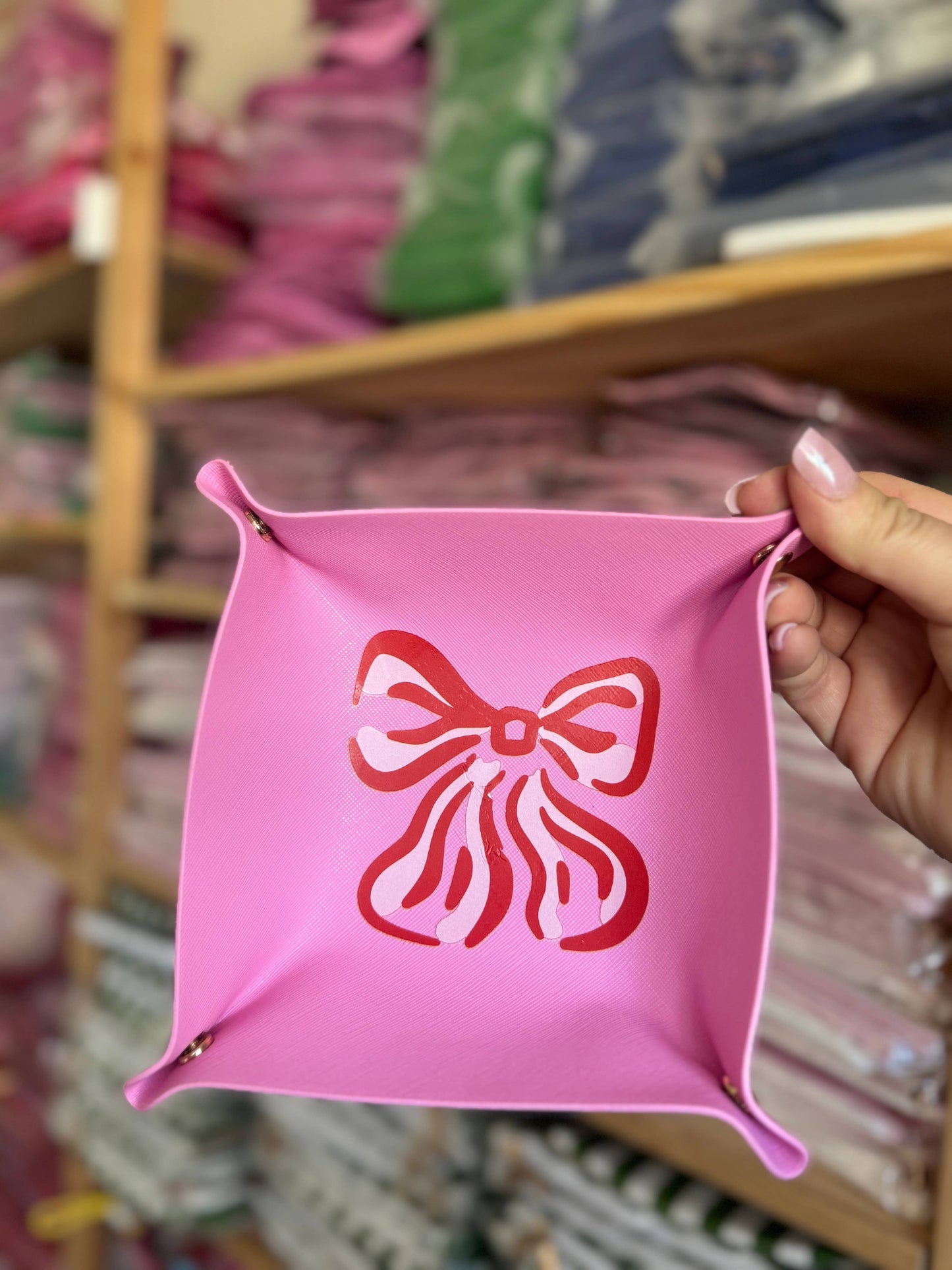 Valentine's Bow Pink Thread Catcher Tray