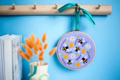 Bees and Lavender Handmade Embroidery Pattern Fabric Pack