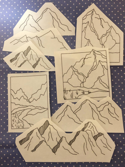 Mountains Hand Embroidery Peel Stick & Stitch Pattern