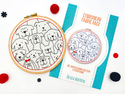Dogs Handmade Embroidery Pattern Fabric Pack