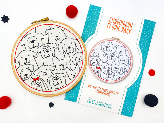 Dogs Handmade Embroidery Pattern Fabric Pack