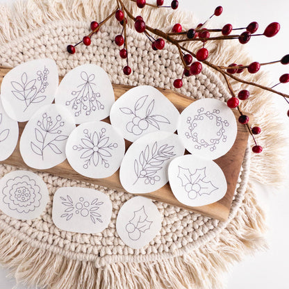 Winter Berry Stick and Stitch Embroidery Pattern