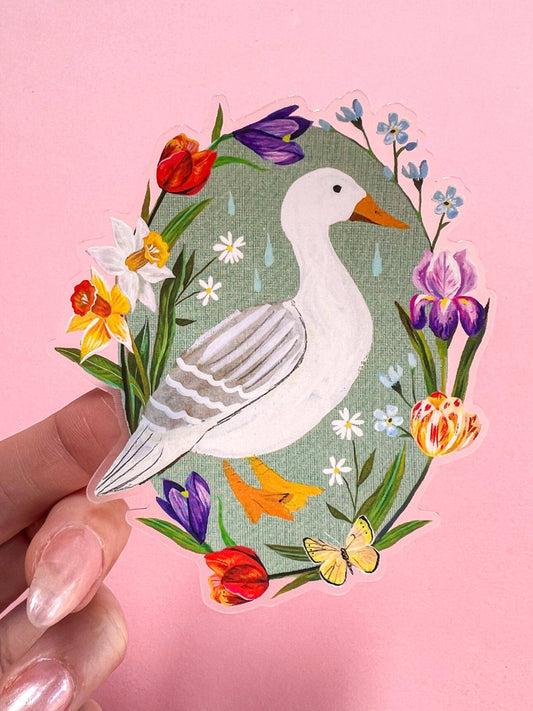 Spring Duck Clear Matte Sticker