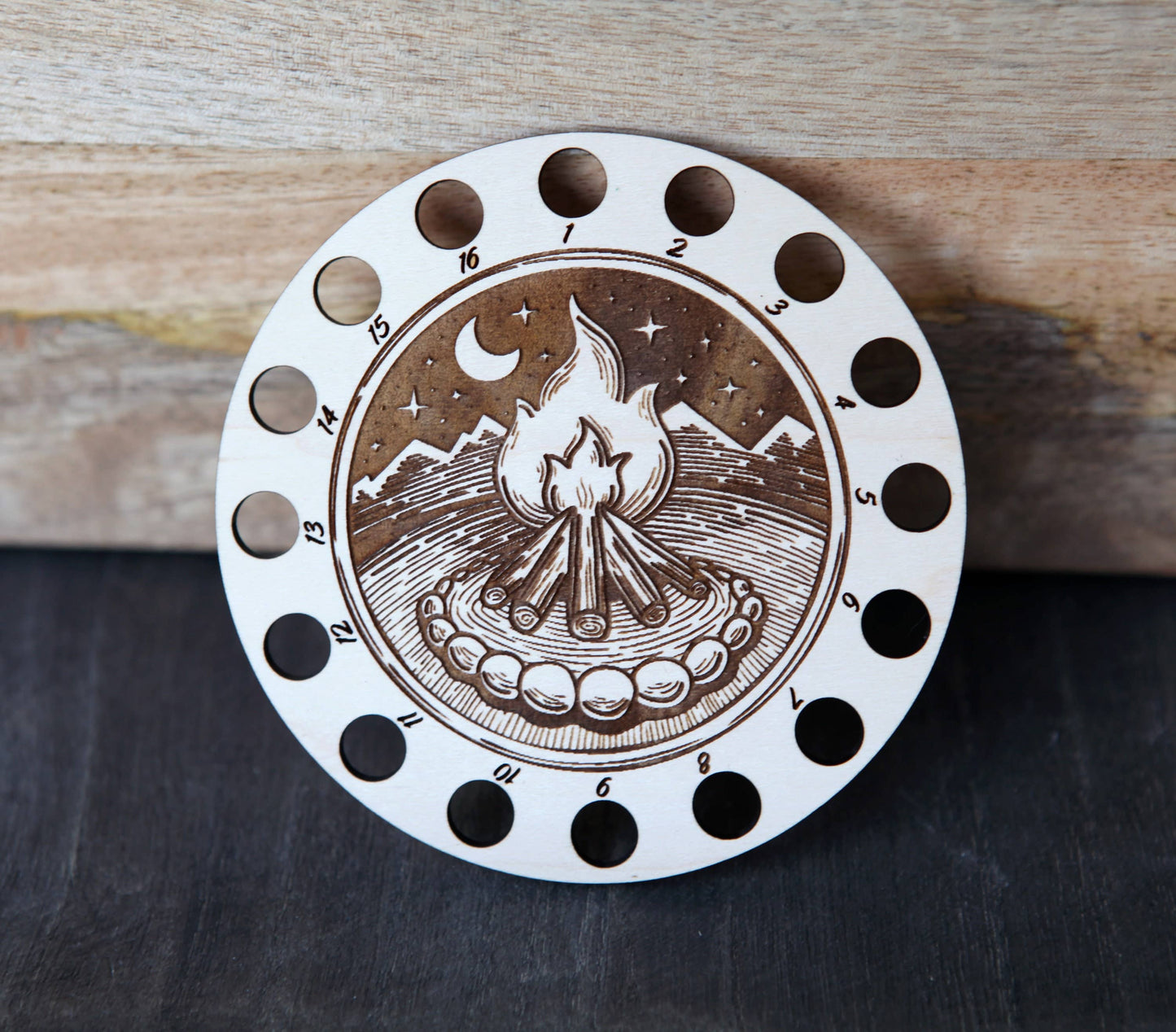 Campfire Embroidery Floss Holder in Maple Wood