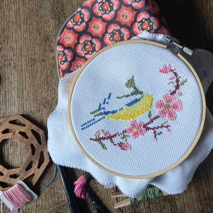 Blue Tit and Blossom Cross Stitch Kit