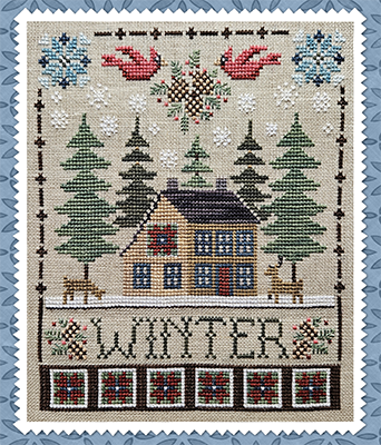 Winter Saltbox cross stitch pattern by Waxing Moon Designs