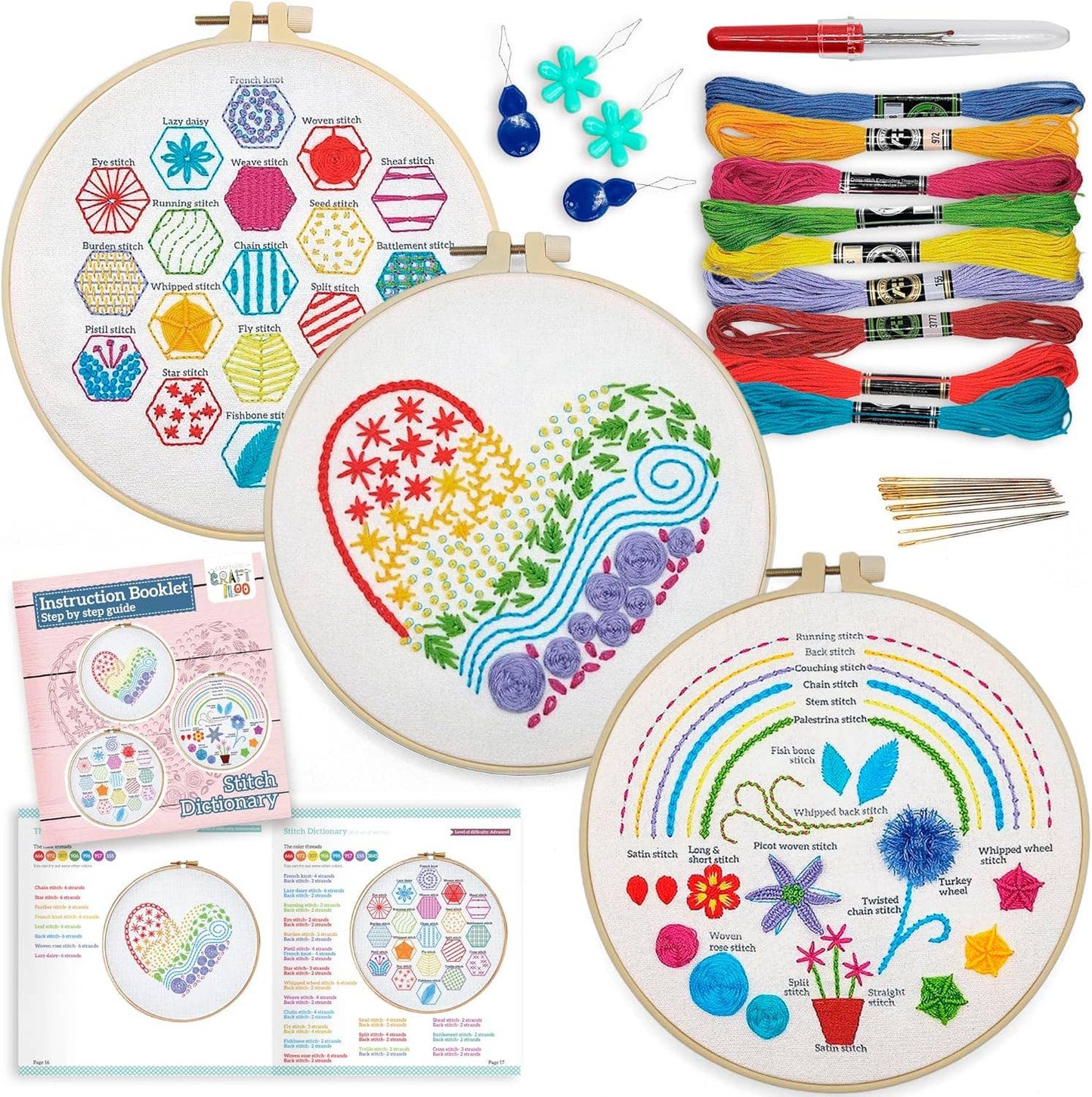 Stitch Dictionary Heart Embroidery Kit