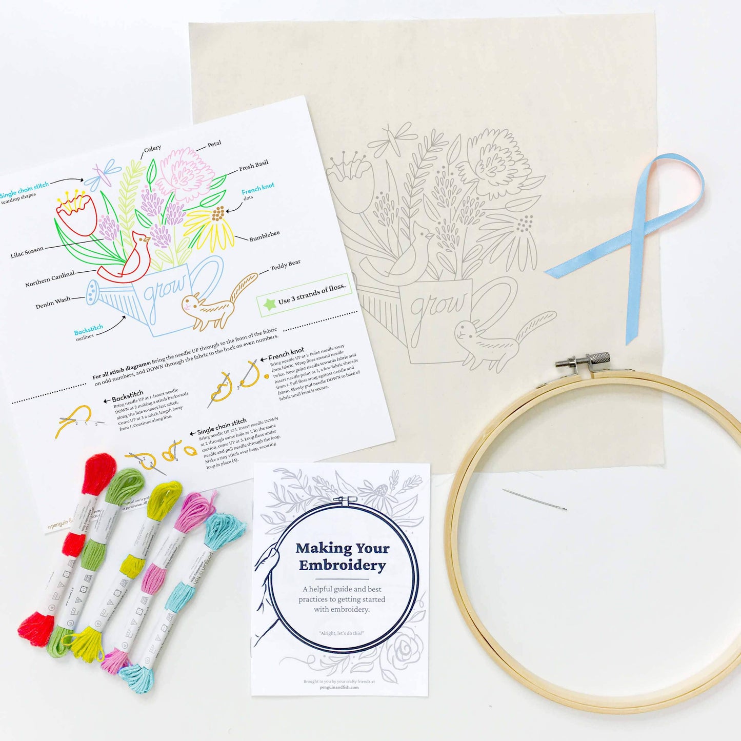 Flower Garden Embroidery Kit