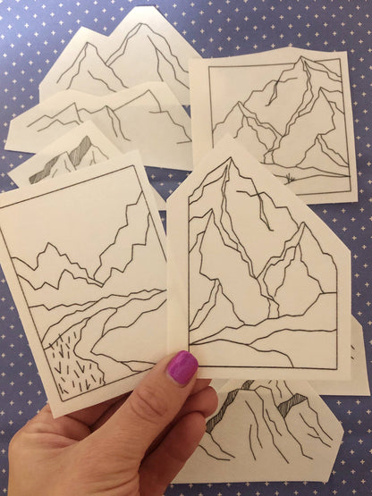 Mountains Hand Embroidery Peel Stick & Stitch Pattern