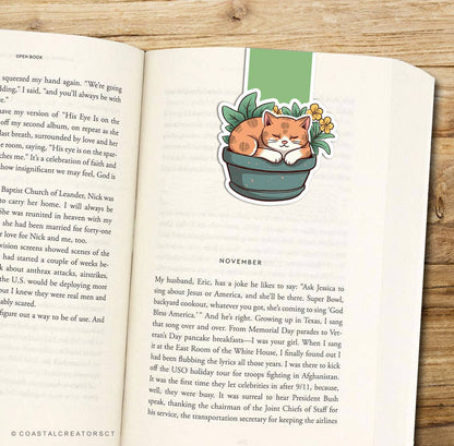 Sleeping Cat Plant Reversible Magnetic Bookmark (Packaged)