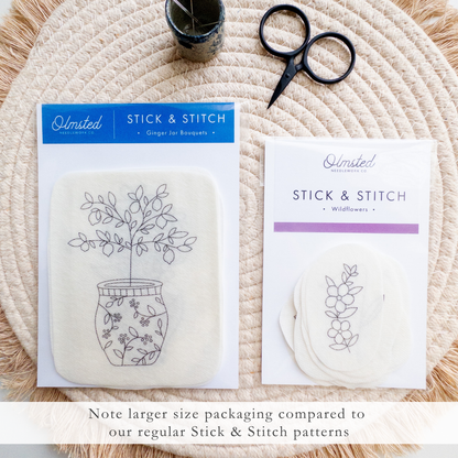 Ginger Jar Floral Stick & Stitch Embroidery Patterns