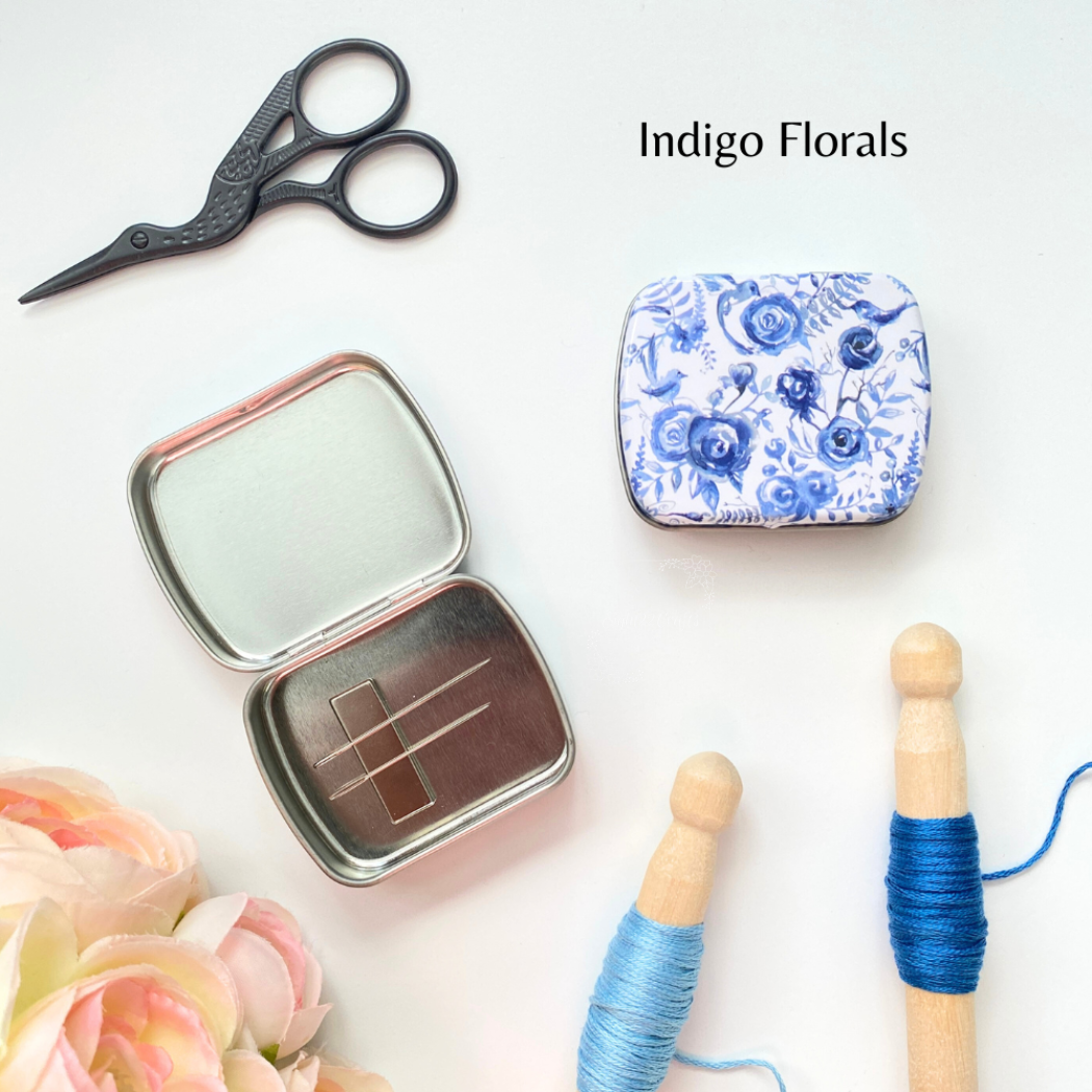 Wide Magnetic Needle Tin, Modern Floral Needle Case