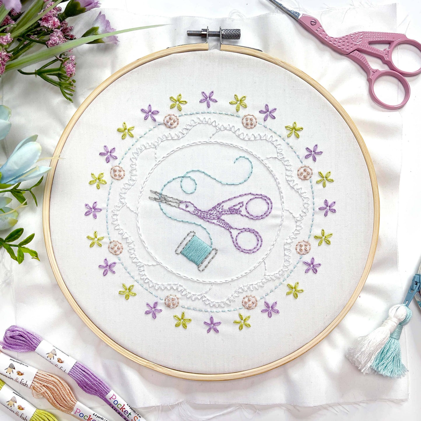 Scissors and Floss Embroidery Kit