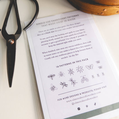 Insect Stick and Stitch Embroidery Pattern