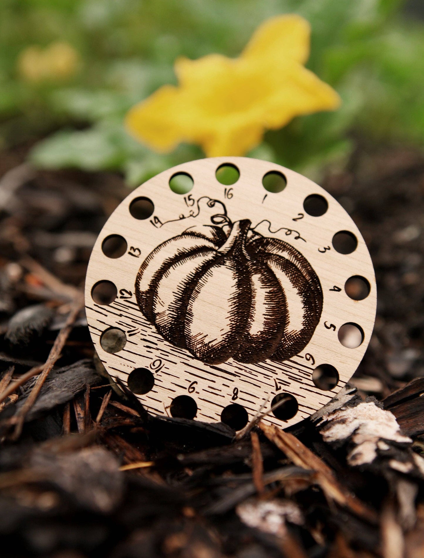 Pumpkin Floss Thread Holder Cherry Wood