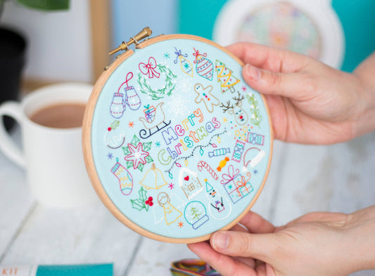 24 Days of Advent Christmas Handmade Embroidery Kit Hoop Art
