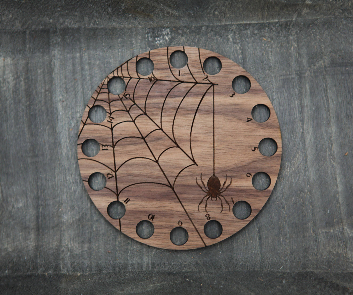Spider Web Thread Storage Holder Walnut Wood
