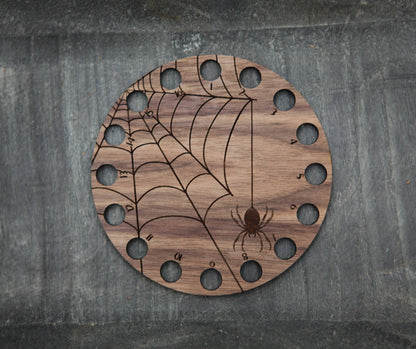 Spider Web Thread Storage Holder Walnut Wood