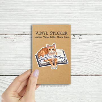 Cat Whatcha Reading Sticker