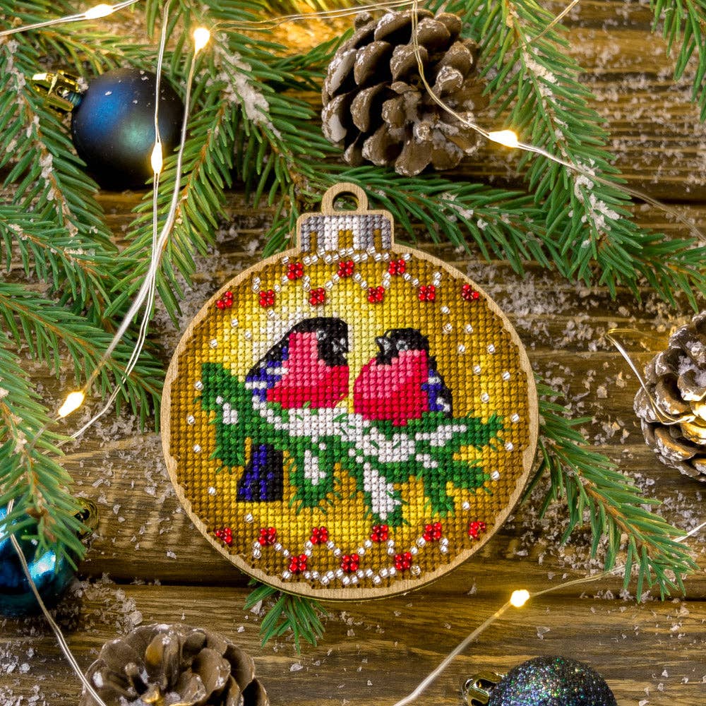 Cross Stitch Kit on Wood Birds