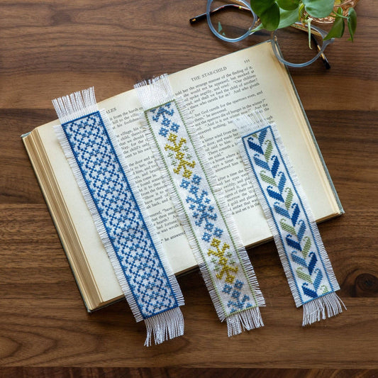 Folk Fabric Sampler White Cross Stitch Kit