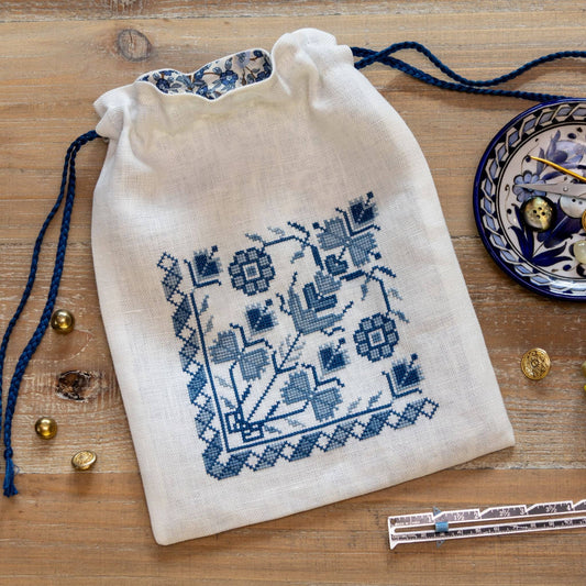 Blue Indigo Bag Cross Stitch Kit