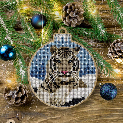 Wood Cross Stitch Kit Tiger