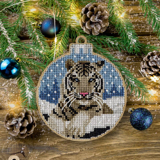 Wood Cross Stitch Kit Tiger