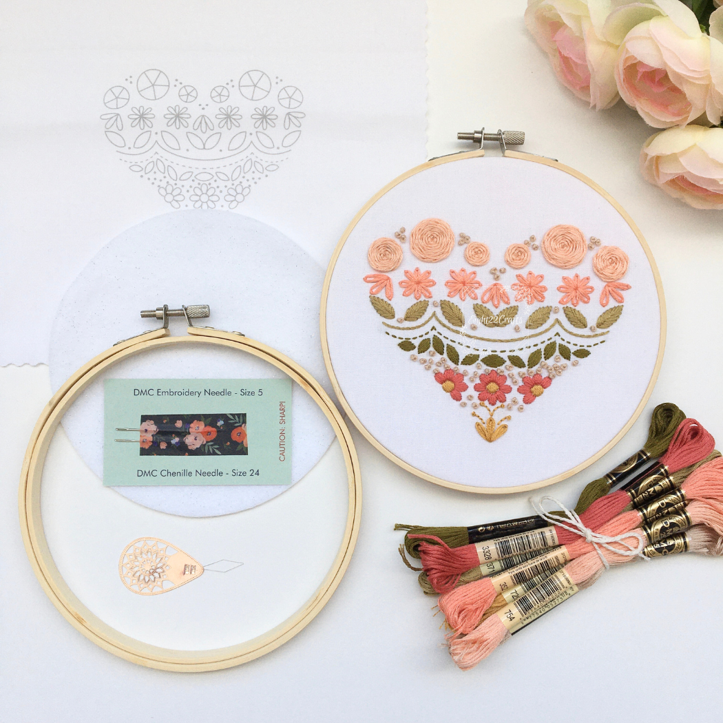 Dreamy Boho Heart Sampler Embroidery Kit Level 1