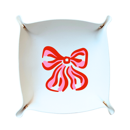 Valentine's Bow White Thread Catcher Tray