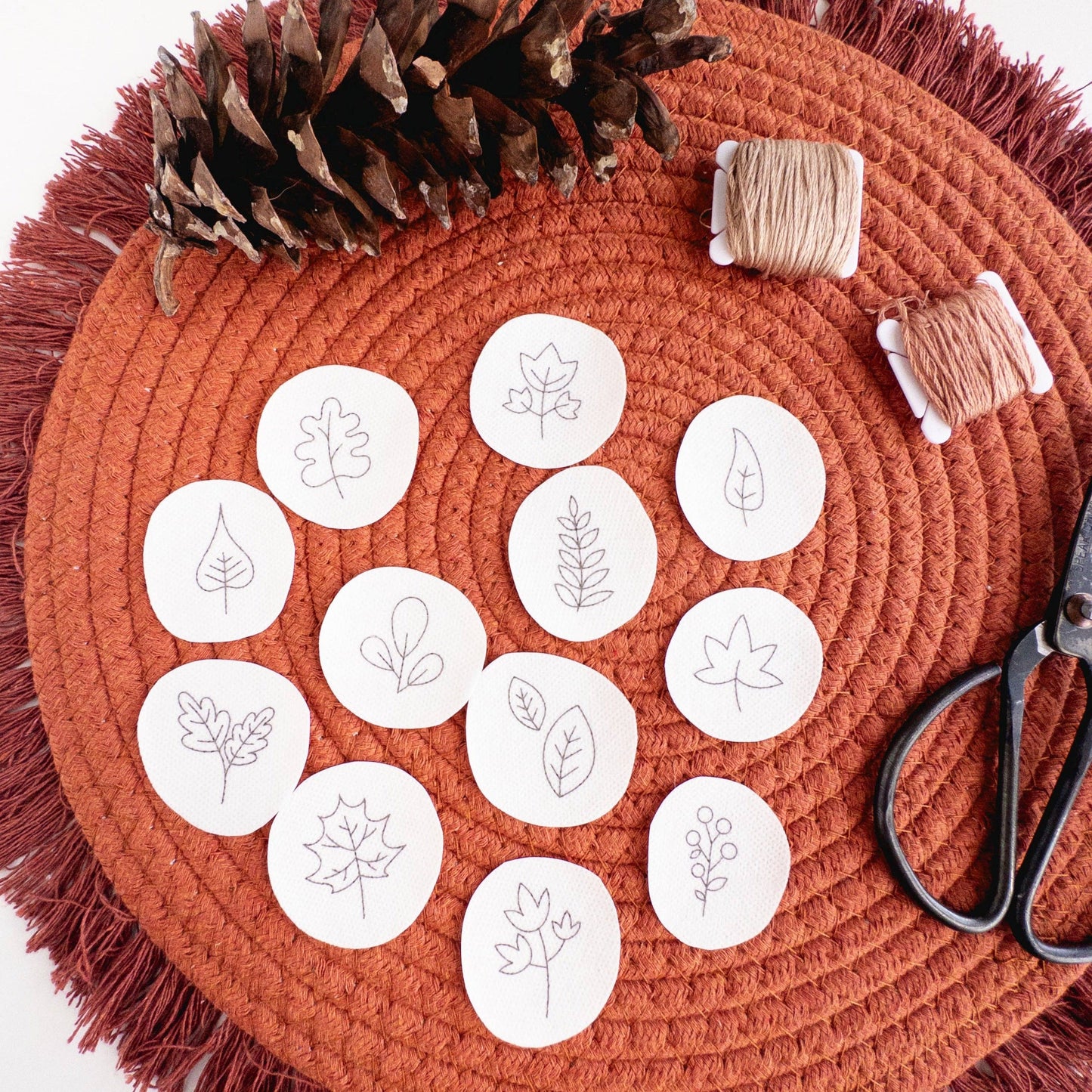 Mini Autumn Botanical Stick and Stitch Embroidery Pattern