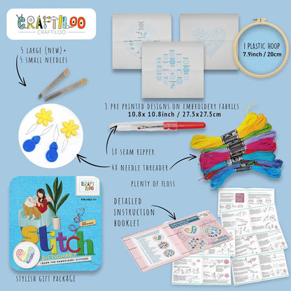 Stitch Dictionary Heart Embroidery Kit