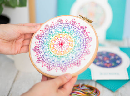 Rainbow Mandala Handmade Embroidery Pattern Fabric Pack